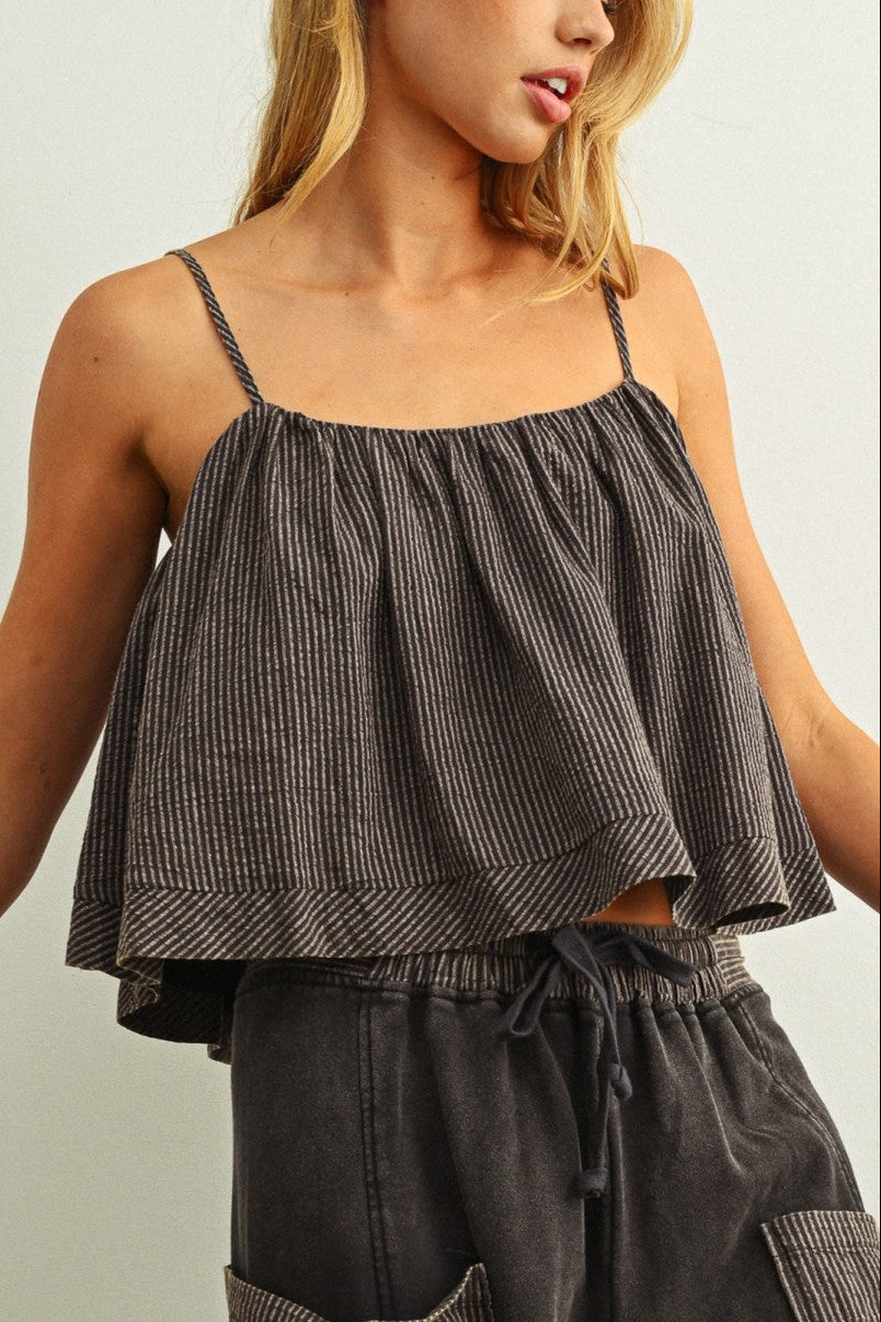 Pinstripe Swing Tank Top | Black