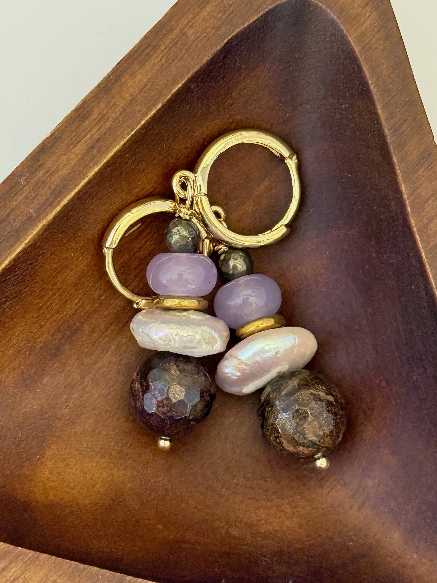 Joy Earrings | Bronzite + Pearl