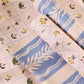 Floral Trellis and Blue Vine Stripe Double Sided Gift Wrap | Roll of 3 Sheets