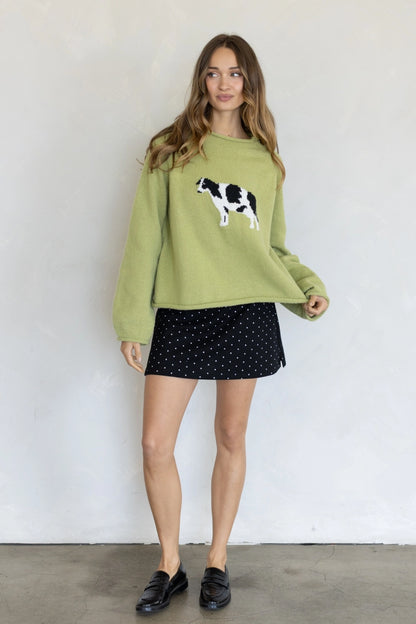 Cow Sweater | Olive