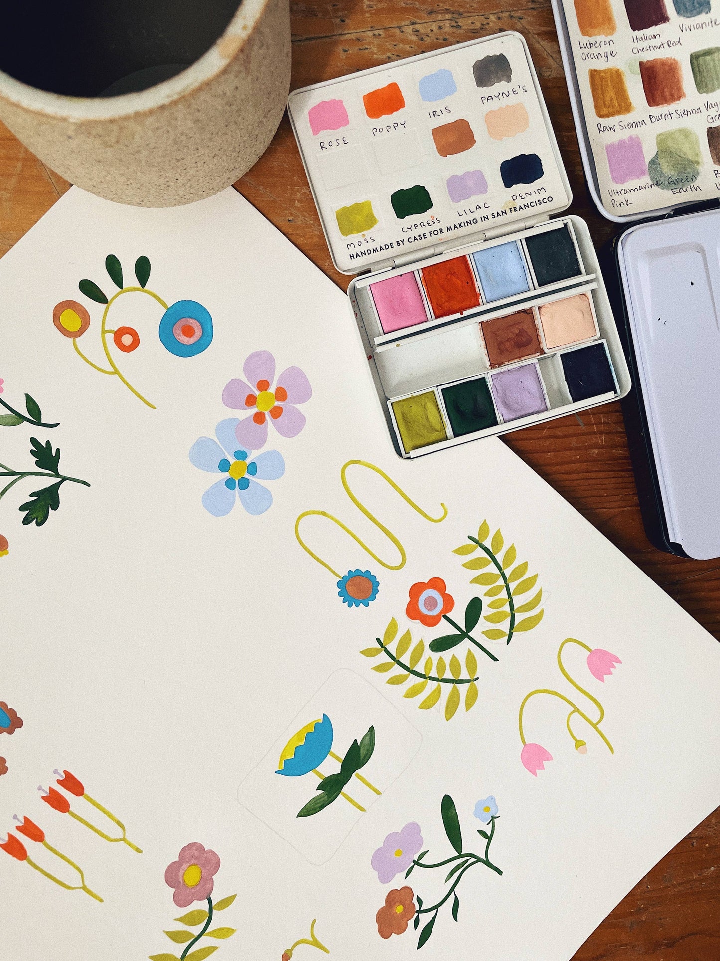 Grid Flower Doodles Birthday Card