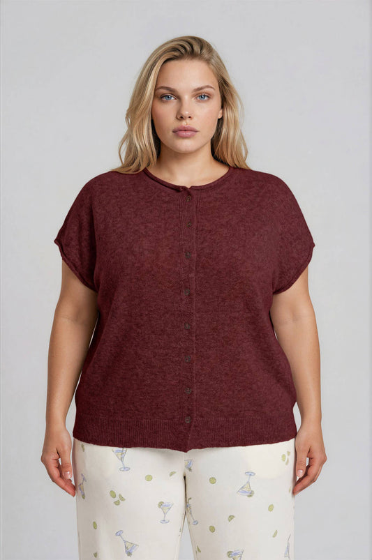 Short Sleeve Piper Cardigan | Burgundy