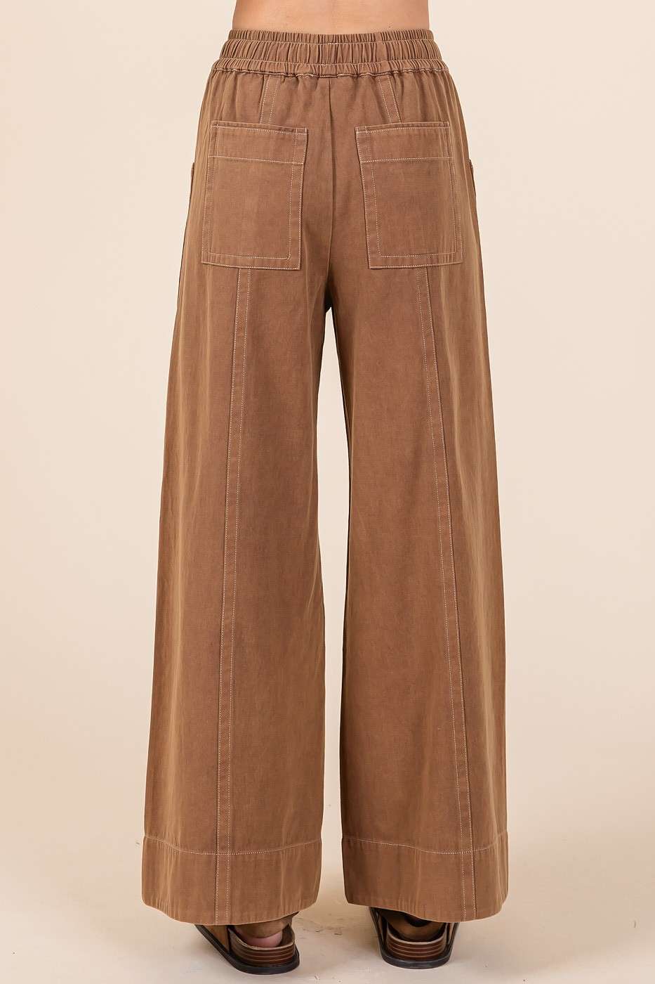 Mineral Wash Wide Leg Pants | Cocoa