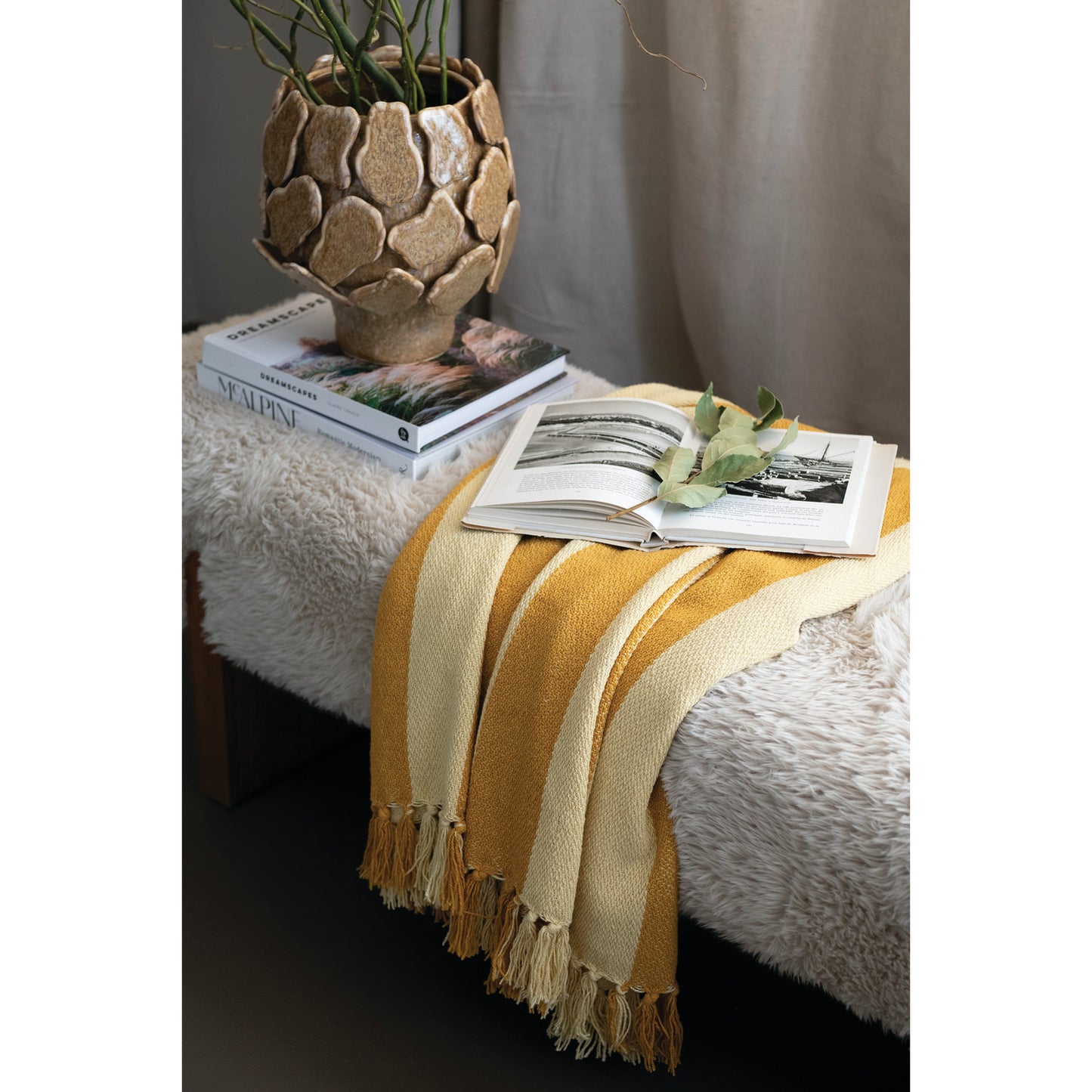 Cabana Fringe Blanket | Mustard