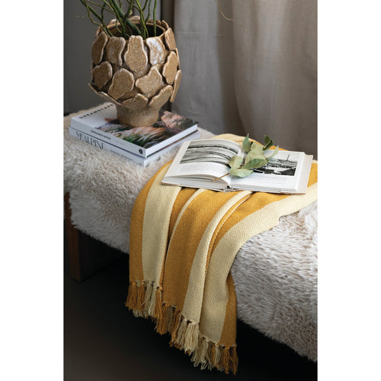 Cabana Fringe Blanket | Mustard