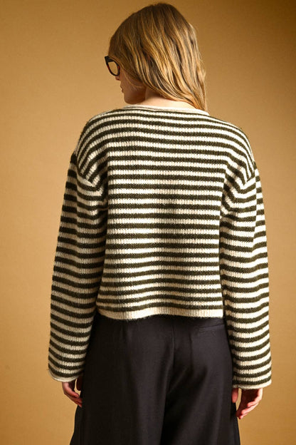 Lennox Stripe Cardigan | Olive + Oat