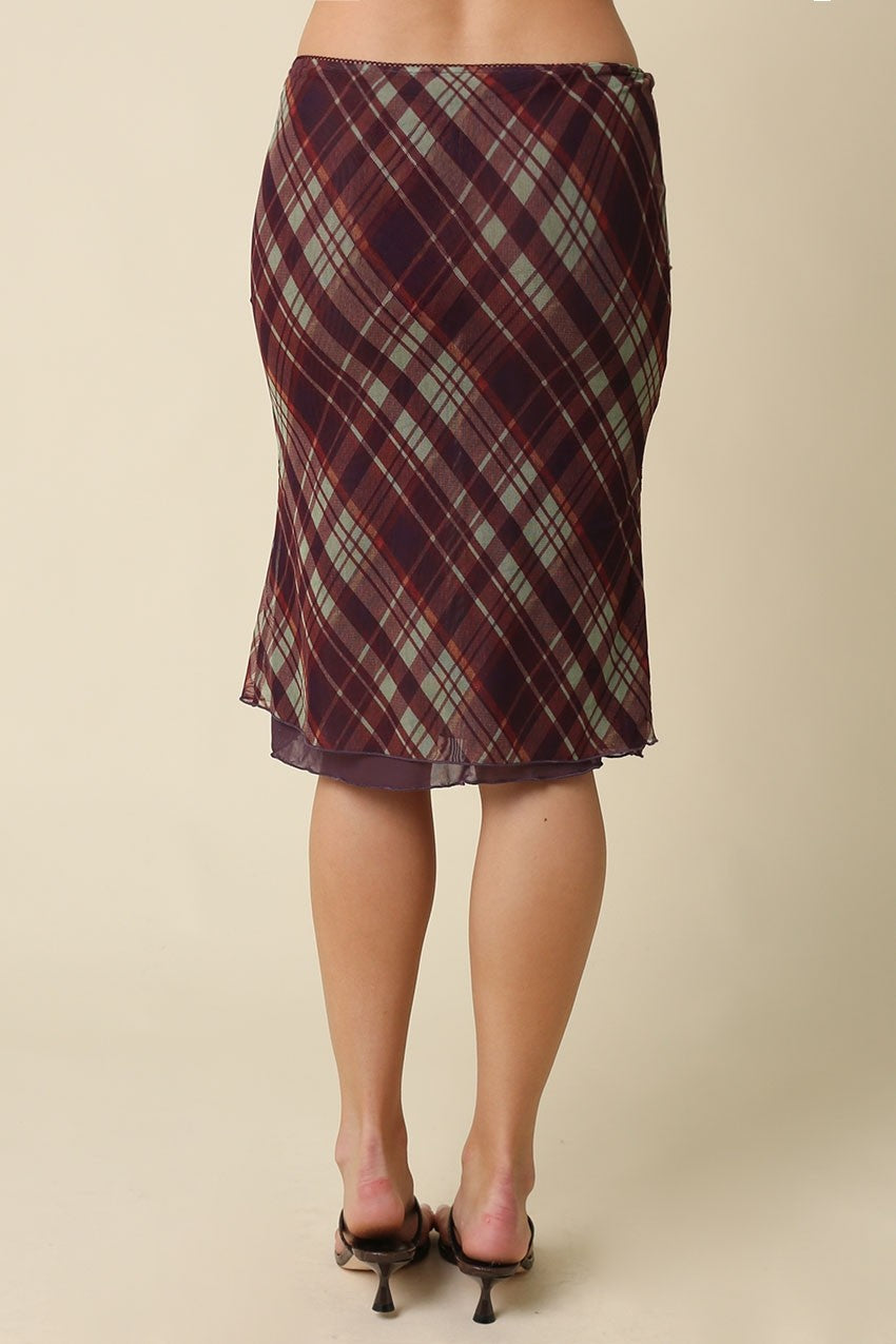 Study Break Plaid Bias Skirt