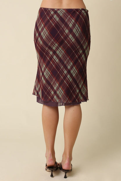 Study Break Plaid Bias Skirt