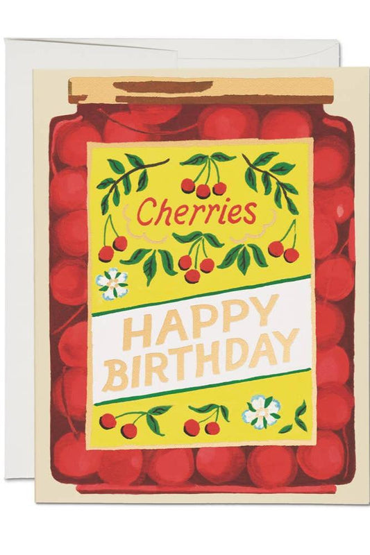 Jar of Cherries Birthday Card