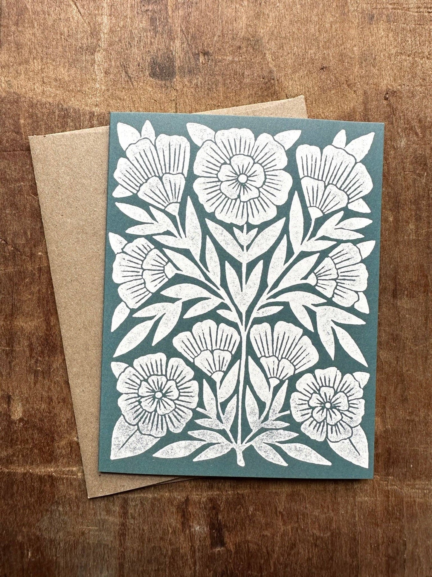 Green Blank Floral Card