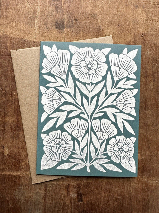 Green Blank Floral Card