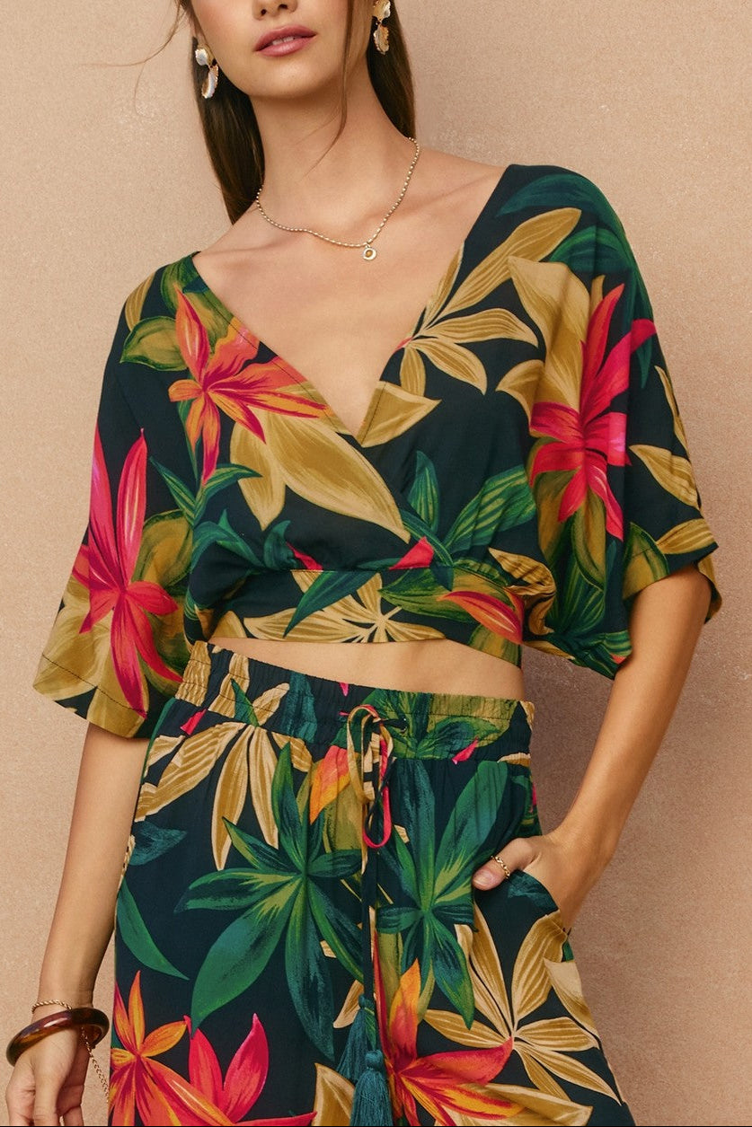 Tropical Medley Wrap Top
