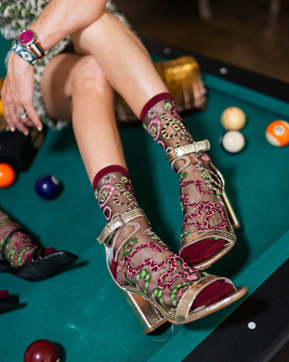 Serpentine Floral Sheer Socks