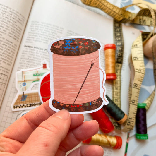 Pink Spool Of Thread Sticker
