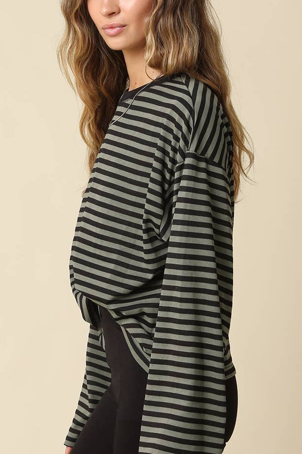 Stripe Lounge Top | Olive + Black