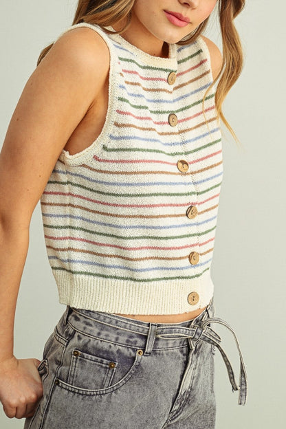 Stripe Knit Vest | Cream