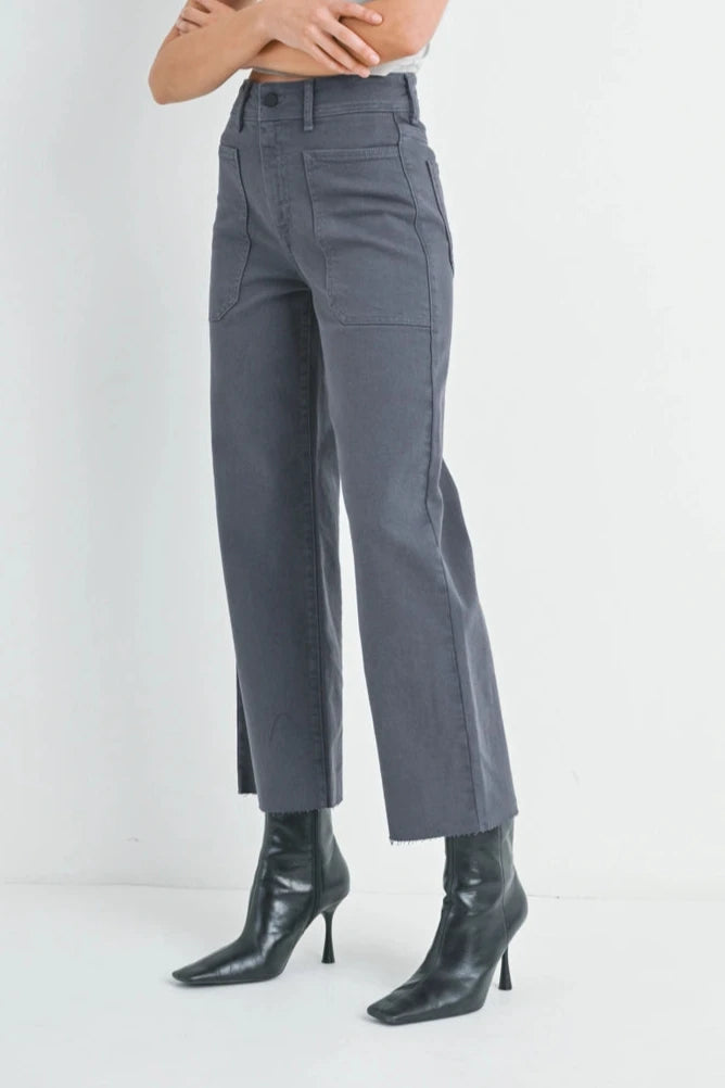 Wide Leg Utility Jeans | Charcoal