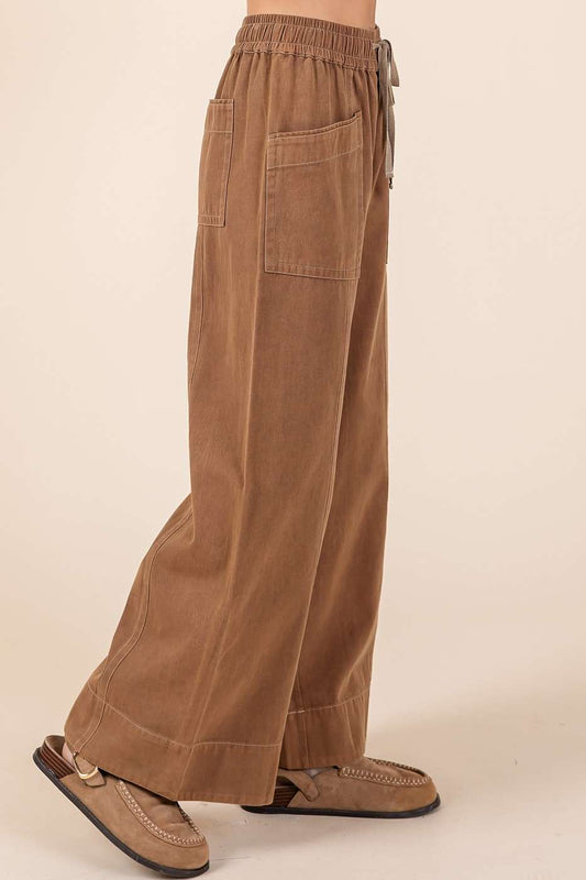 Mineral Wash Wide Leg Pants | Cocoa