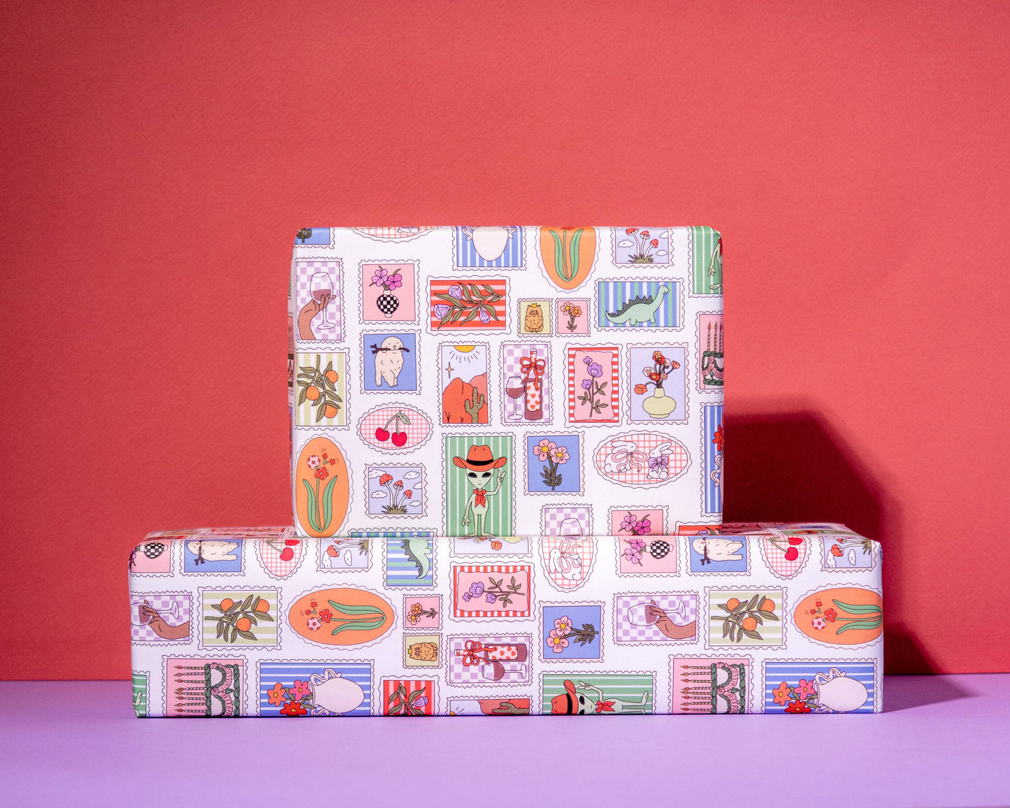 Stamp Print Rolled Gift Wrap