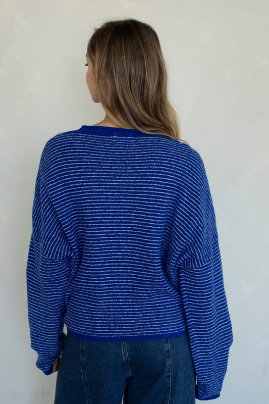 Piper Pin-Stripe Cardigan | Royal
