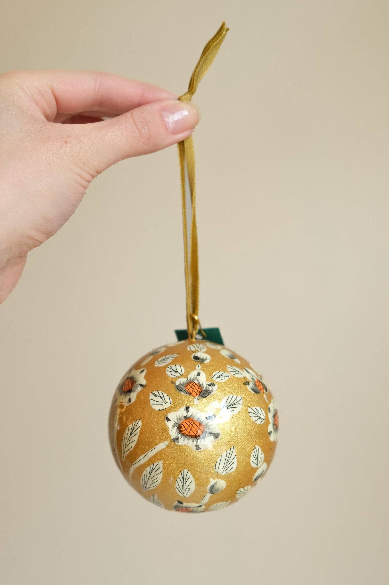 Gold and White Bauble Ornament