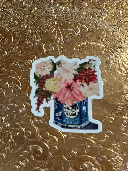 Delft Floral 3" Die Cut Sticker