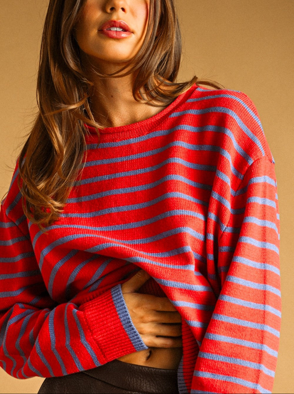 Stripe And Stare Sweater | Red + Blue