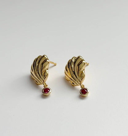 Golden Tide Earrings | Ruby CZ