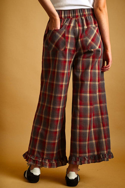 Ruffled Up Plaid Pants | Red + Blue