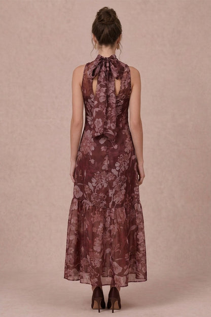 Soft Organza Maxi Dress | Rust