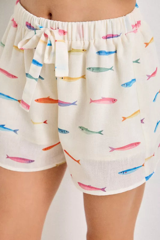 Gone Fishin' Lounge Shorts | Cream | Extended