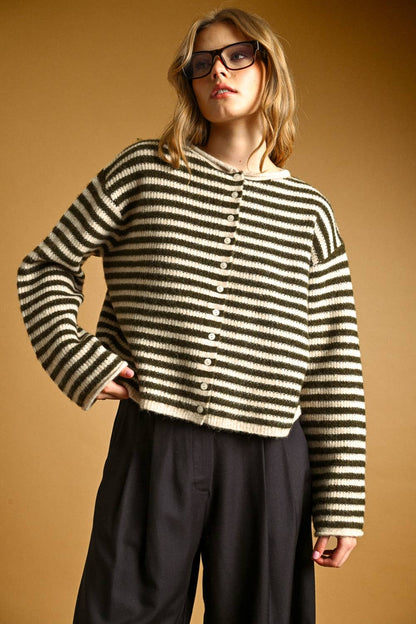 Lennox Stripe Cardigan | Olive + Oat