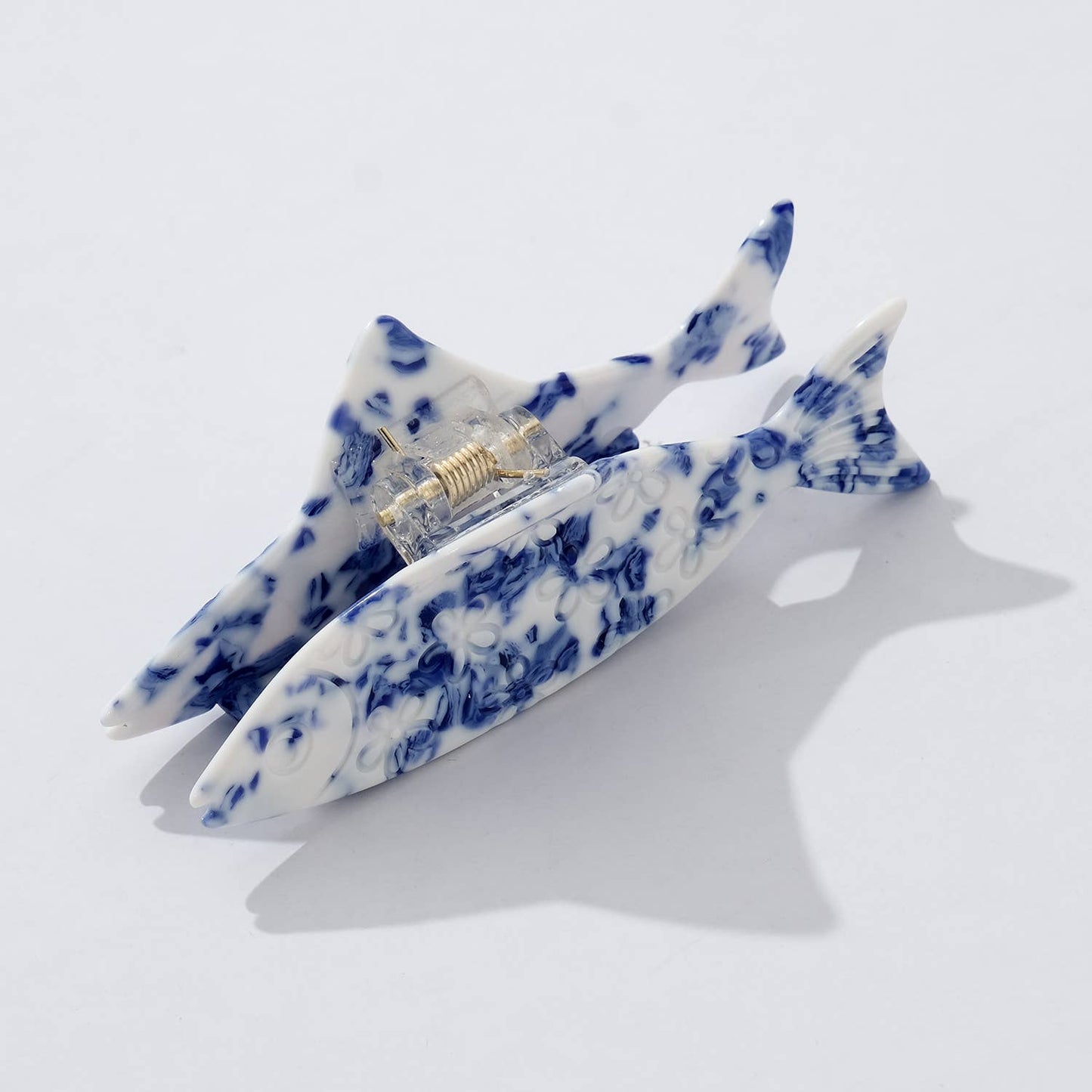 Coastal Blue Floral Fish Hair Claw