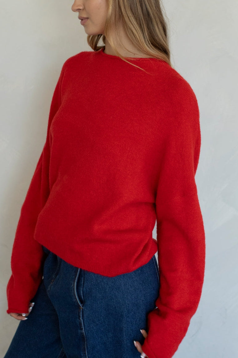 Piper Pullover Sweater | Tomato Red