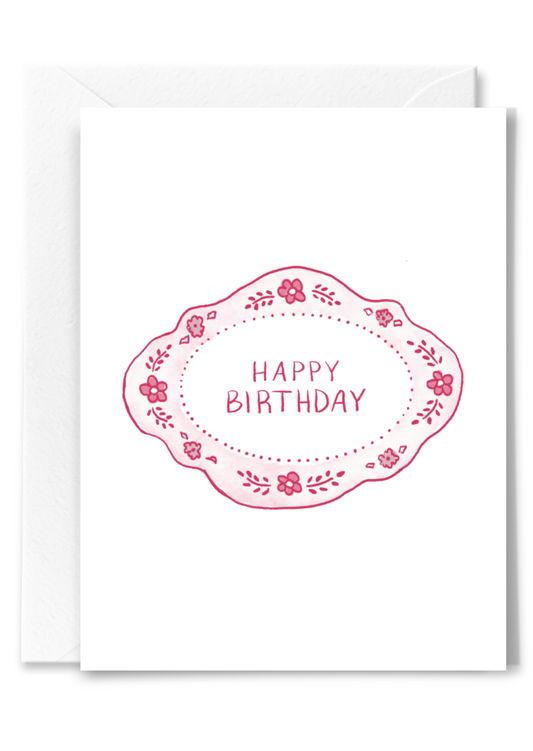 Pink Floral Frame Birthday Card