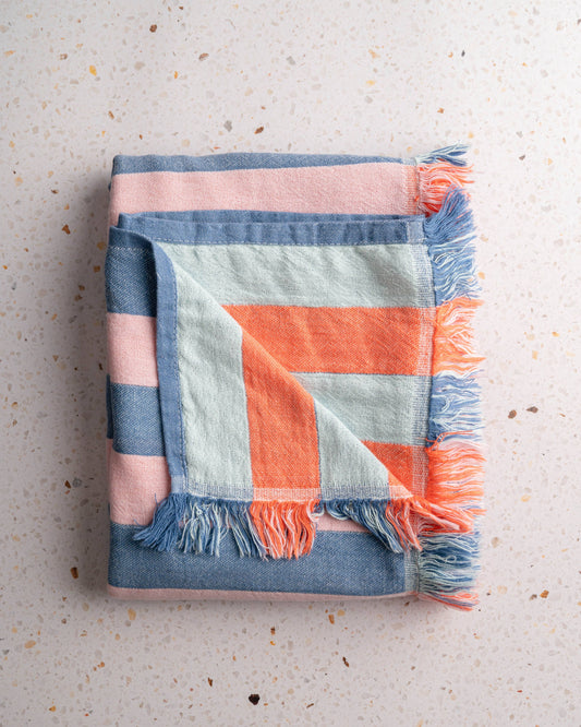 Cabana Stripe Beach Towel | Pink + Blue