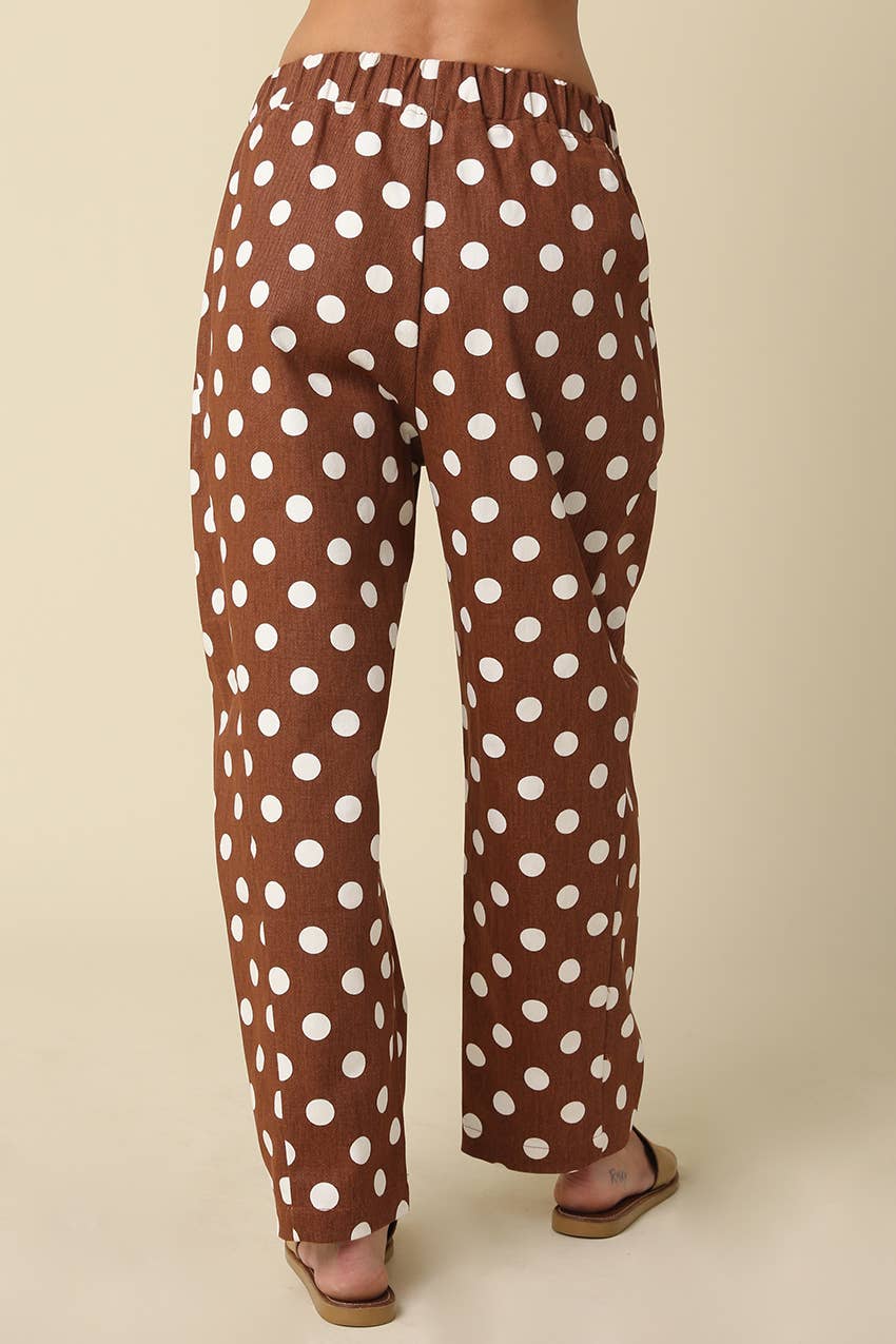 Easy Barrel Pants | Brown Polka Dot
