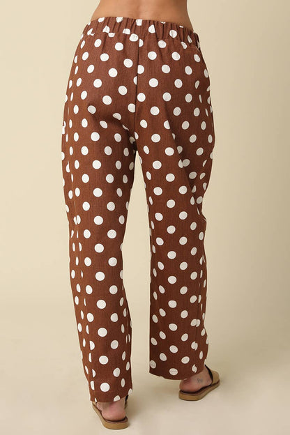 Easy Barrel Pants | Brown Polka Dot