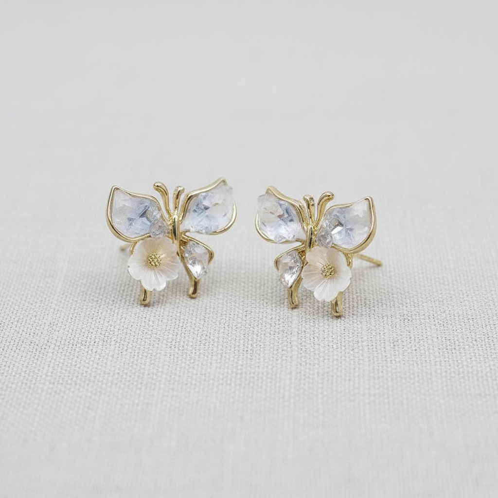 Butterfly Crystal Earrings | Baby Blue