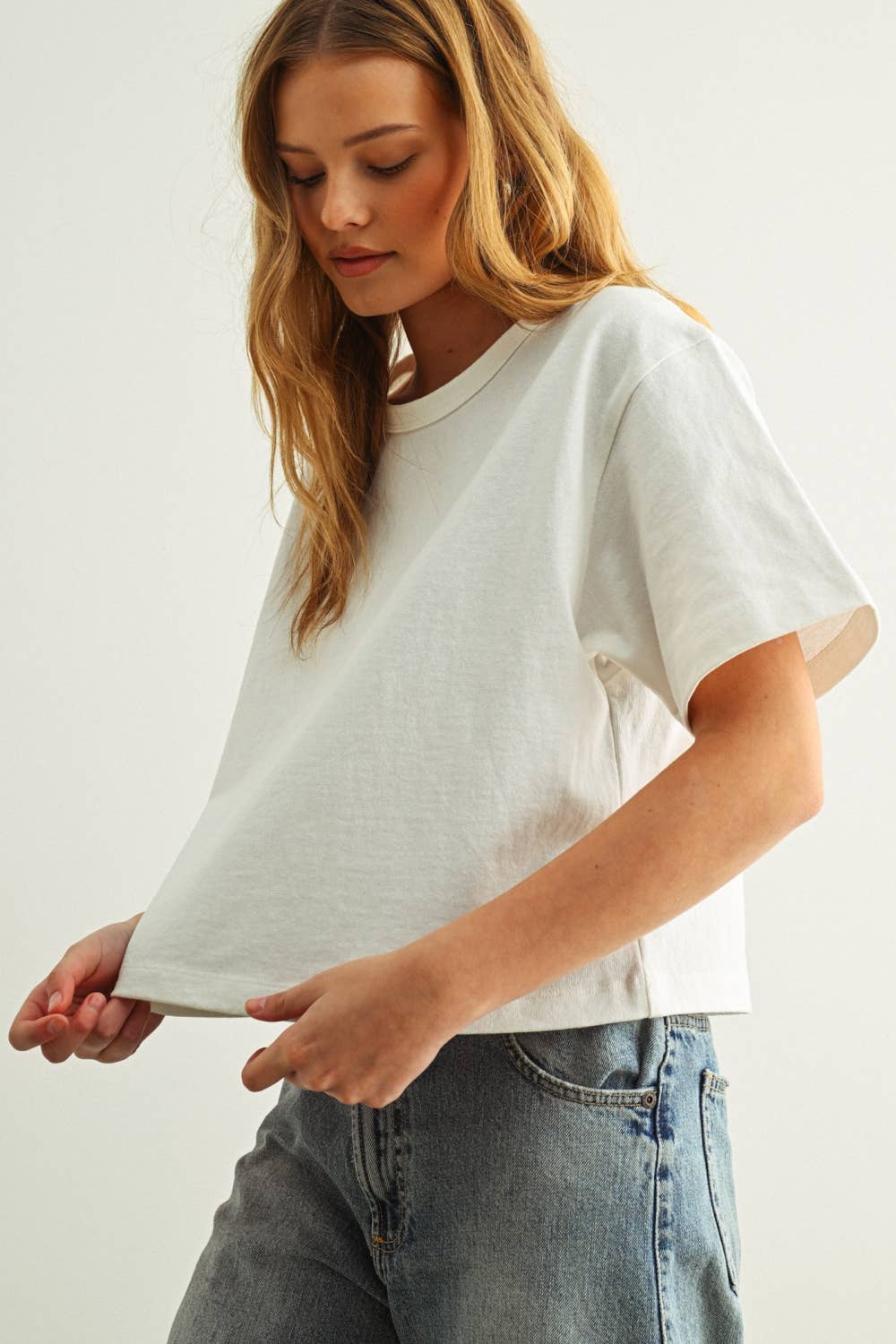 Weekend Boxy Crop Tee | White