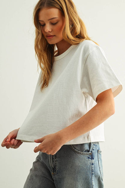 Weekend Boxy Crop Tee | White