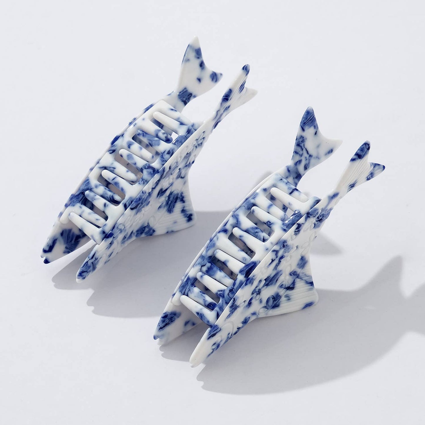 Coastal Blue Floral Fish Hair Claw