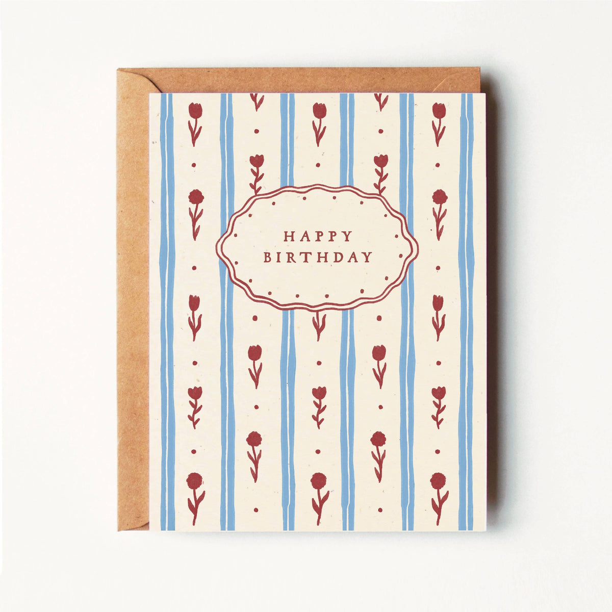 Floral Stripes Birthday Card