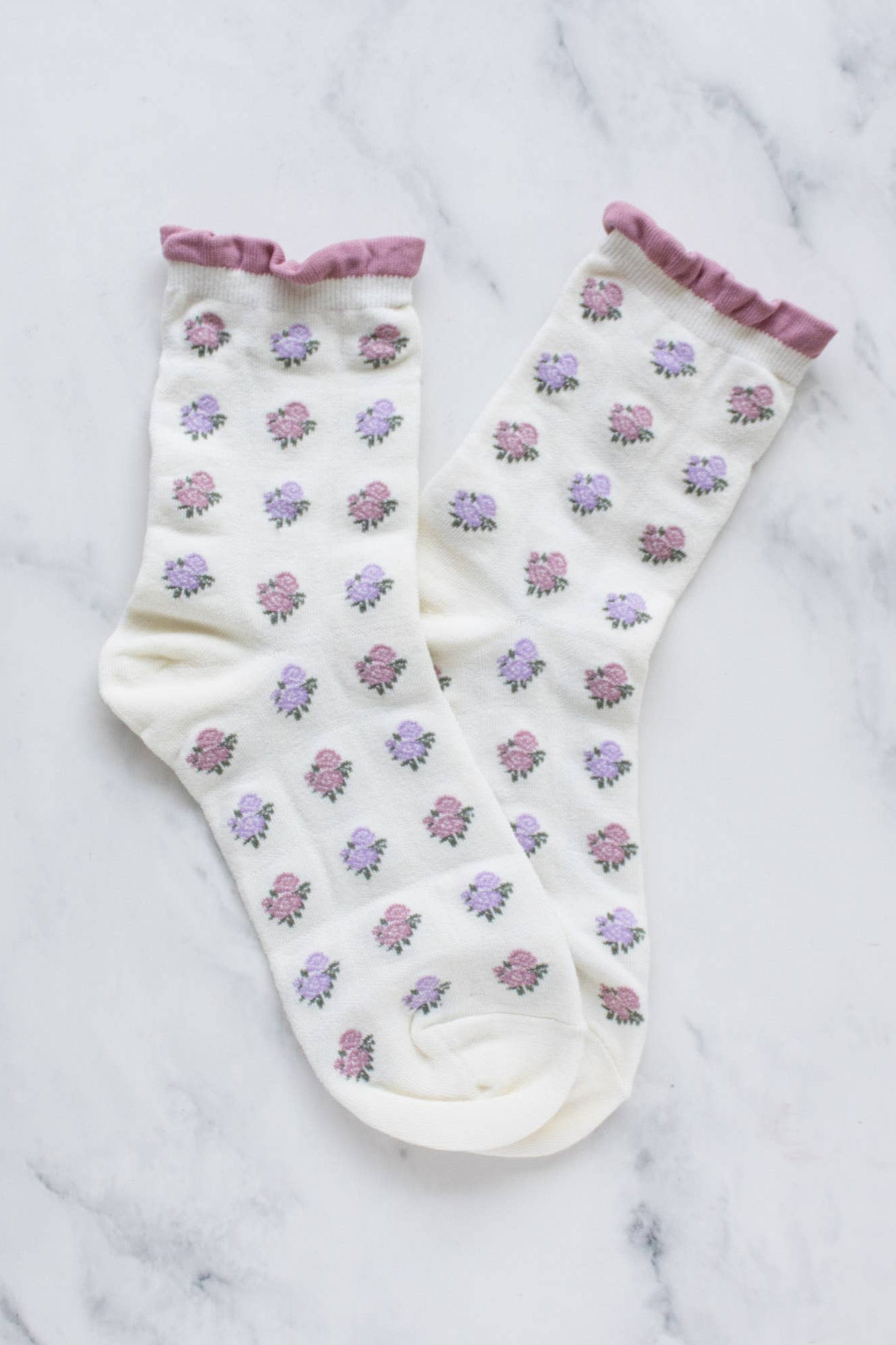 Antique Floral Socks | Ivory