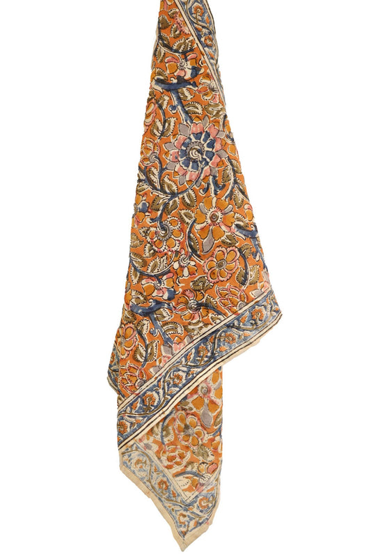 Kalamkari Cotton Bandana | Cobalt Floral