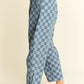 Denim Checkered Barrel Pants