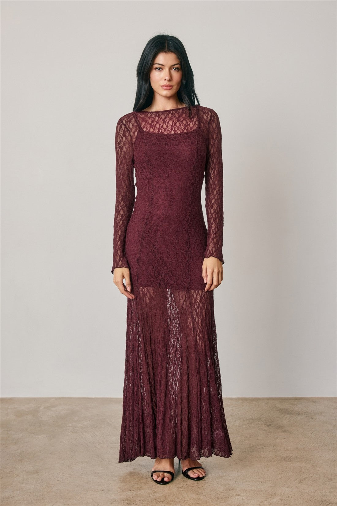 Lace Sculpted Maxi Dress | Sangria