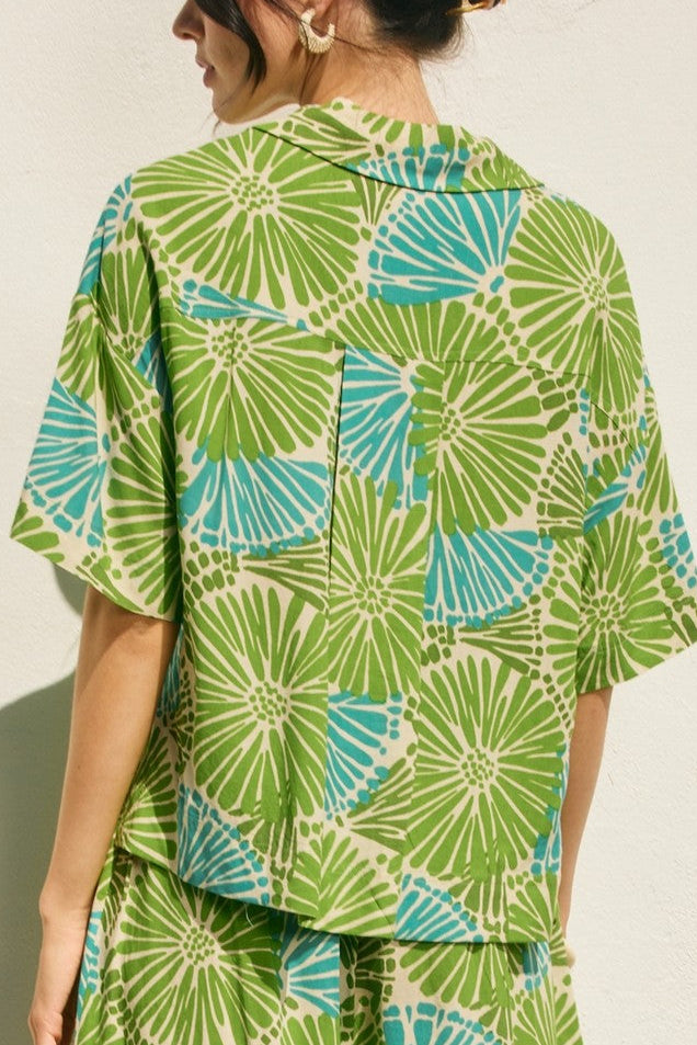 Tropic Twirl Button Up Top