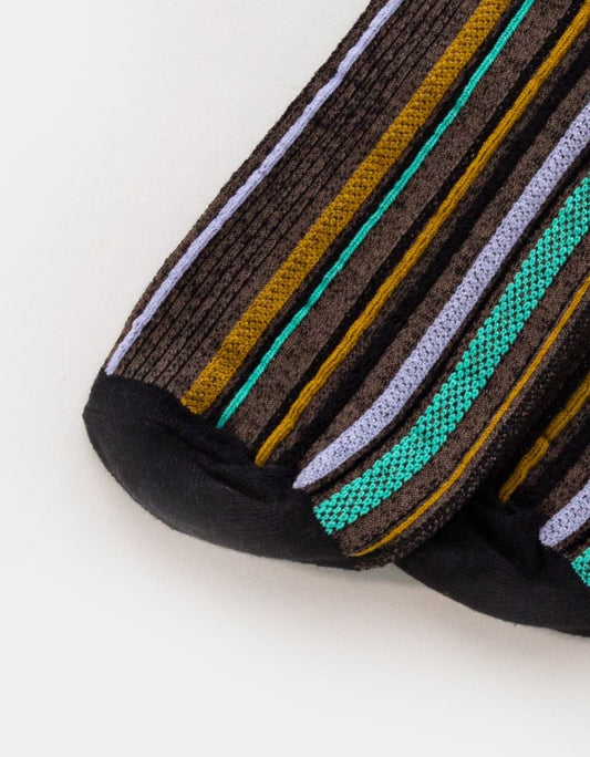Bold Vertical Striped Socks | Black