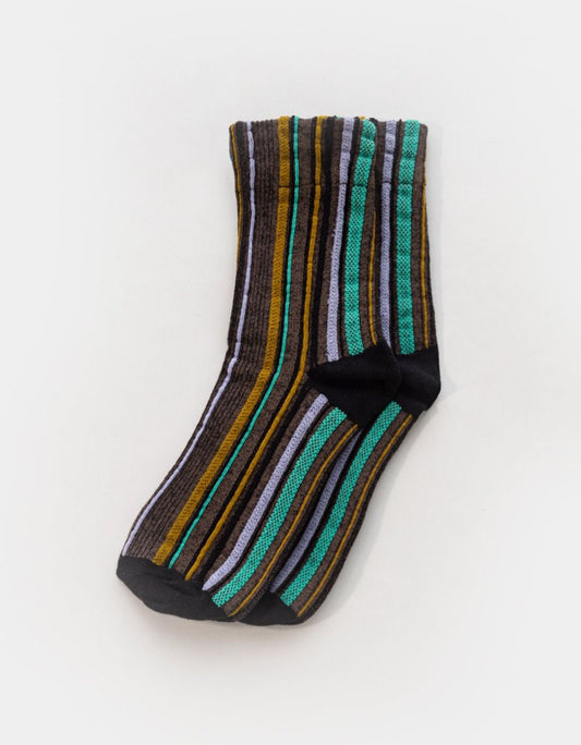 Bold Vertical Striped Socks | Black